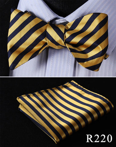 Polka Dot 100%Silk Jacquard Woven Men Butterfly Self Bow Tie BowTie Pocket Square Handkerchief Hanky Suit Set #RD2