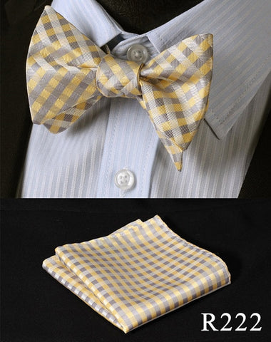 Polka Dot 100%Silk Jacquard Woven Men Butterfly Self Bow Tie BowTie Pocket Square Handkerchief Hanky Suit Set #RD2