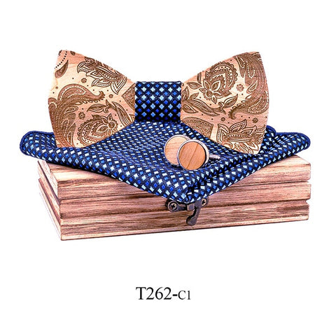 T262 3D Paisley Wooden Bow Ties for Men Wood tie Wood Gentleman Bow Ties Handmade Butterfly Wedding Party Gift for men