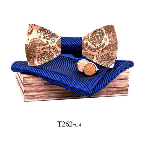 T262 3D Paisley Wooden Bow Ties for Men Wood tie Wood Gentleman Bow Ties Handmade Butterfly Wedding Party Gift for men