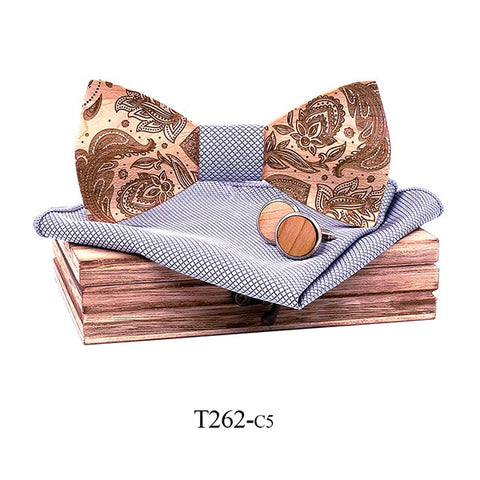 T262 3D Paisley Wooden Bow Ties for Men Wood tie Wood Gentleman Bow Ties Handmade Butterfly Wedding Party Gift for men