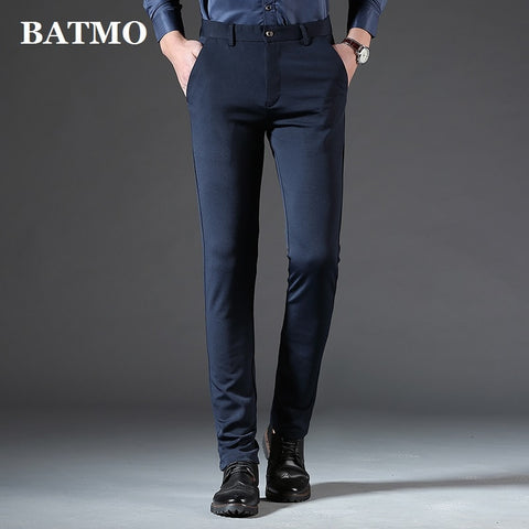 BATMO 2019 new arrival high quality cotton smart casual elastic skinny pants men,men's slim trousers ,men's pencil pants ,118