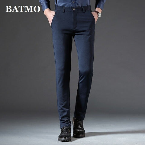 BATMO 2019 new arrival high quality cotton smart casual elastic skinny pants men,men's slim trousers ,men's pencil pants ,118